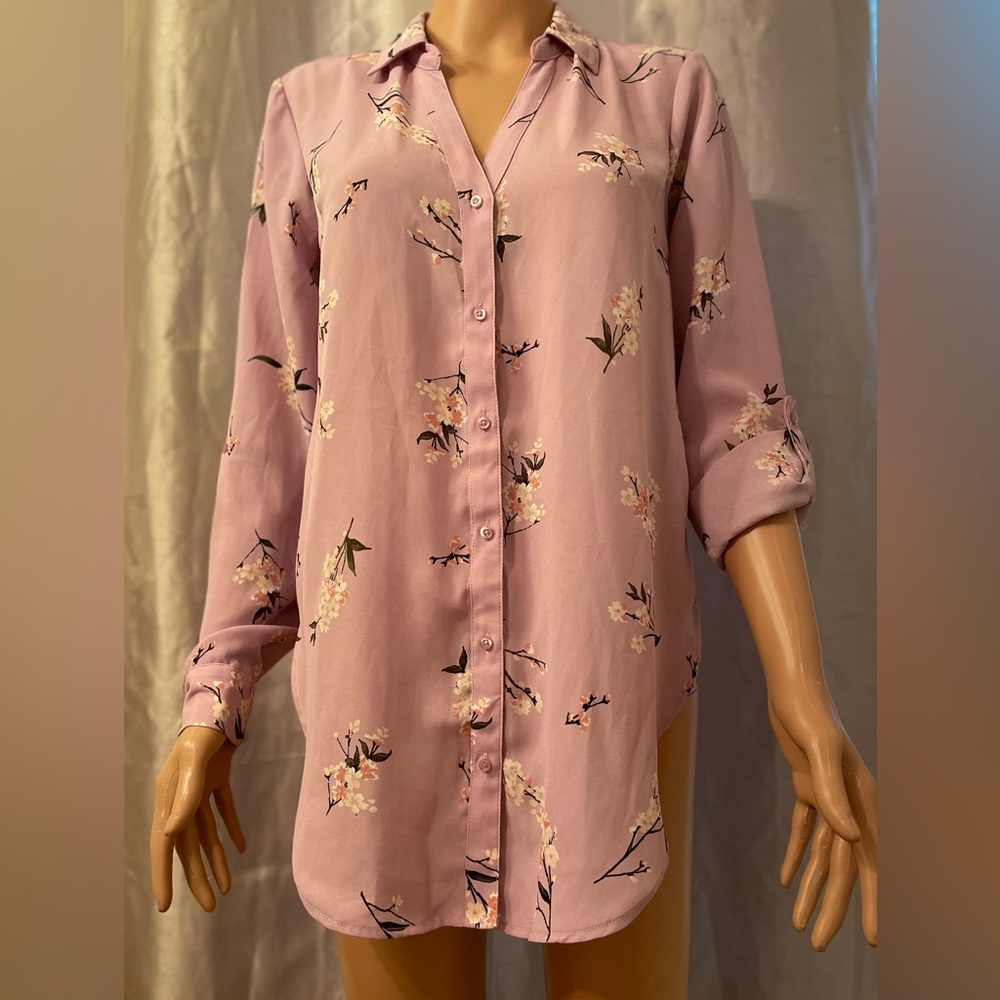 Candies-Long-sleeved Lavender Flowered Blouse